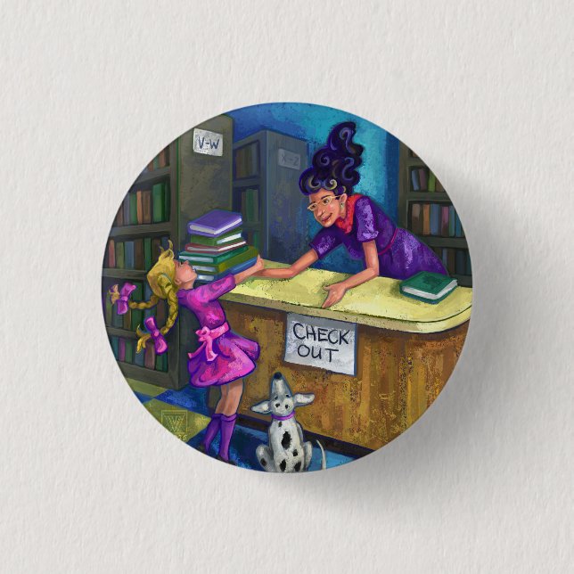 Library Check Out Artwork 3 Cm Round Badge (Front)
