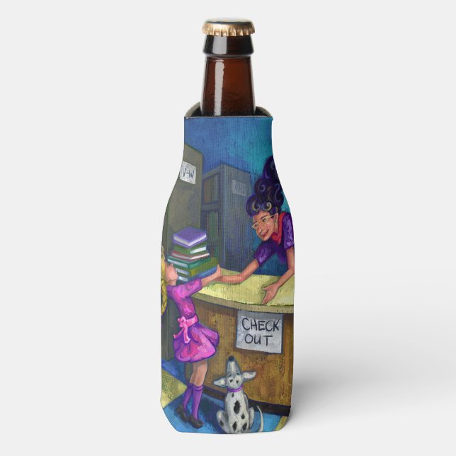 Library Check Out Artwork Bottle Cooler (Bottle Front)