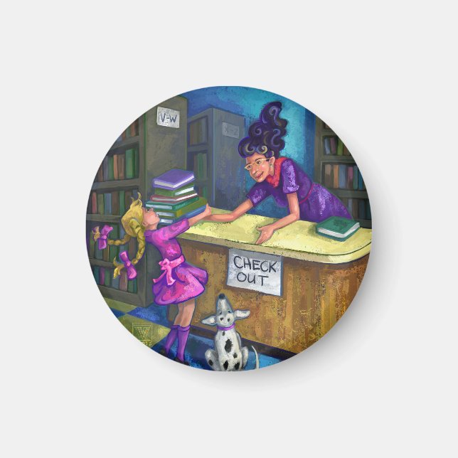 Library Check Out Artwork Magnet (Front)