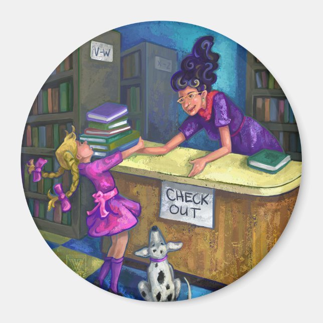 Library Check Out Artwork Magnet (Front)