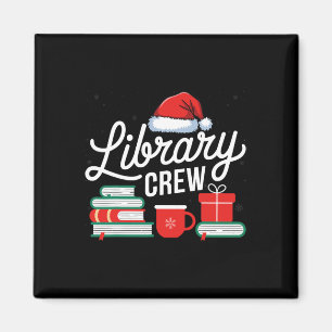 Library Crew Book Lovers Librarian Xmas Holiday Ch Magnet