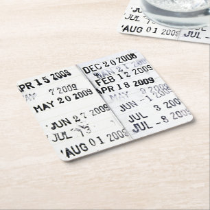 Library Date Stamps Paper Drink Coasters