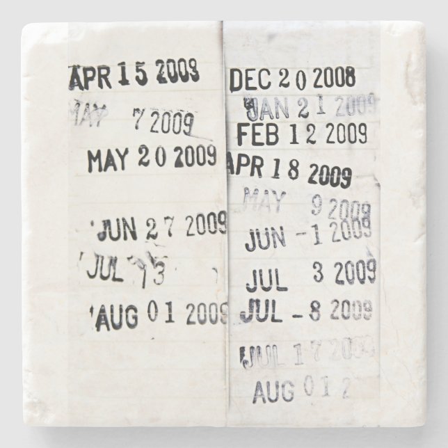 Library Date Stamps Stone Coaster (Front)