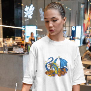 Library Dragon With Books   T-Shirt