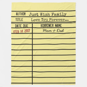 Library Due Date Card Fleece Blanket -Customize It