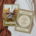 Library | Elegant Classic Vintage Frame with Photo Save The Date<br><div class="desc">These gorgeous wedding save the date cards feature a neutral colour scheme, with an ornate antique frame. Beige, very light green / blue, and muted golden colours make up the vintage design that looks like an old book plate. The back of the card has room for your favourite personal photo....</div>