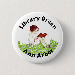 Library Green 6 Cm Round Badge