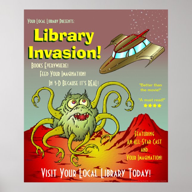 Library Invasion! Reading Promotion Poster (Front)