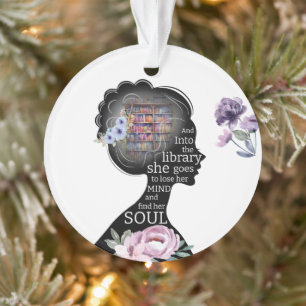 Library Is Her Sanctuary – Inspirational Reader Ornament