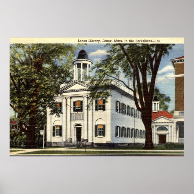 Library, Lenox, Massachusetts 1932 Vintage Poster (Front)