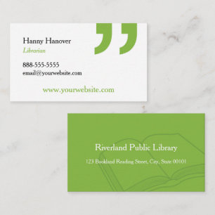 Library Librarian Book Publishing Business Card