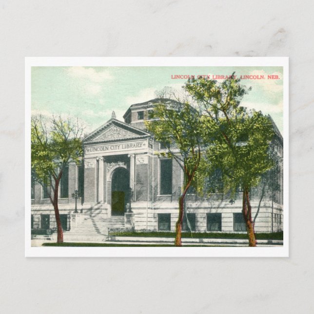 Library, Lincoln, Nebraska Vintage Postcard (Front)