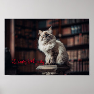 Library Majesty: Regal Ragdoll Cat Poster