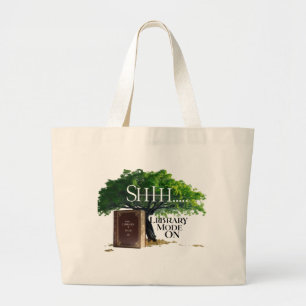 Library Mode On" Jumbo Canvas Tote Bag 
