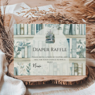 Library New Chapter Blue Book Baby Shower Diaper Enclosure Card