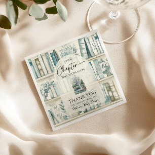 Library New Chapter Blue Boy Book Baby Shower Napkin