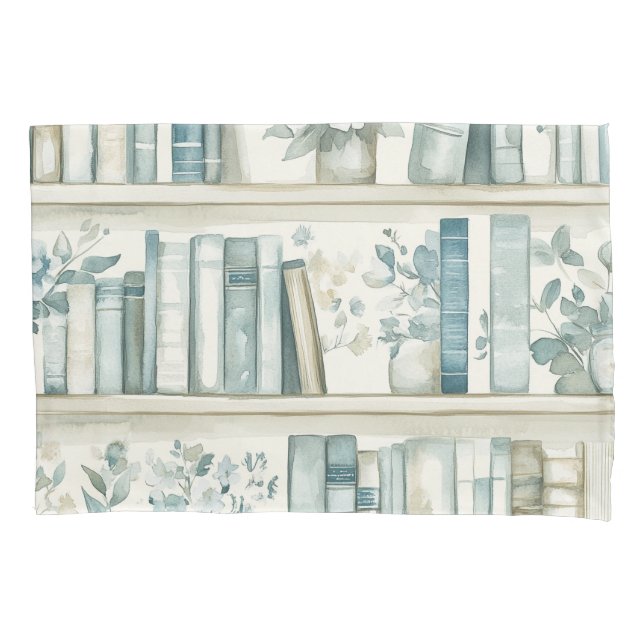 Library New Chapter Blue Boy Book Baby Shower Pillowcase (Front)