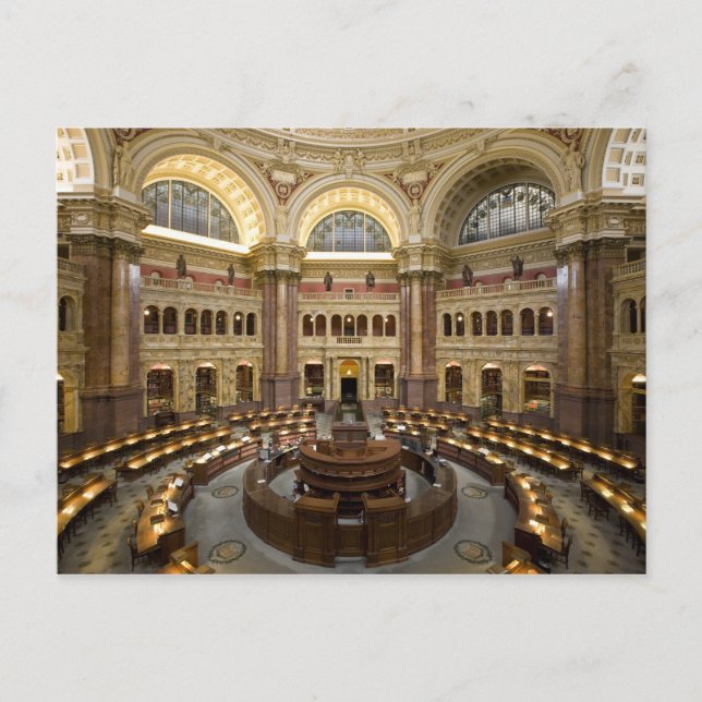 Library of Congress Reading Room, Washington, D.C. Postcard (Front)