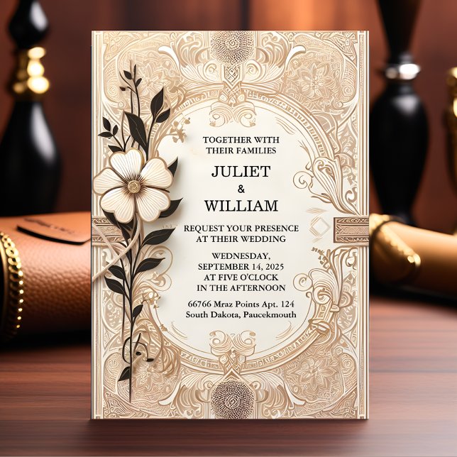 Library Old English Book Club Cover Wedding Invitation (Creator Uploaded)