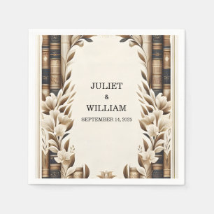 Library Old English Book Club Cover Wedding Napkin