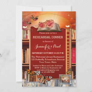 Library or Book Lovers Rehearsal Dinner Invitation