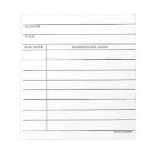 Library Pocket Card - notepad