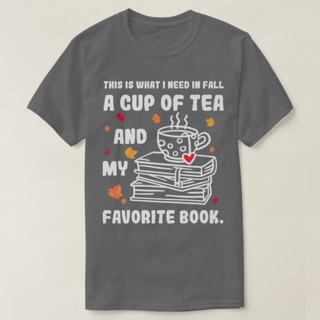 Library Reading Reader Tea Fall Book Lover  T-Shirt (Design Front)