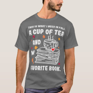 Library Reading Reader Tea Fall Book Lover T-Shirt