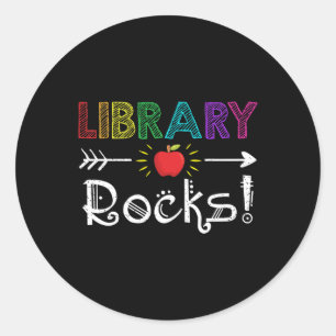 Library Rocks Teacher Student Fun Back To School G Classic Round Sticker