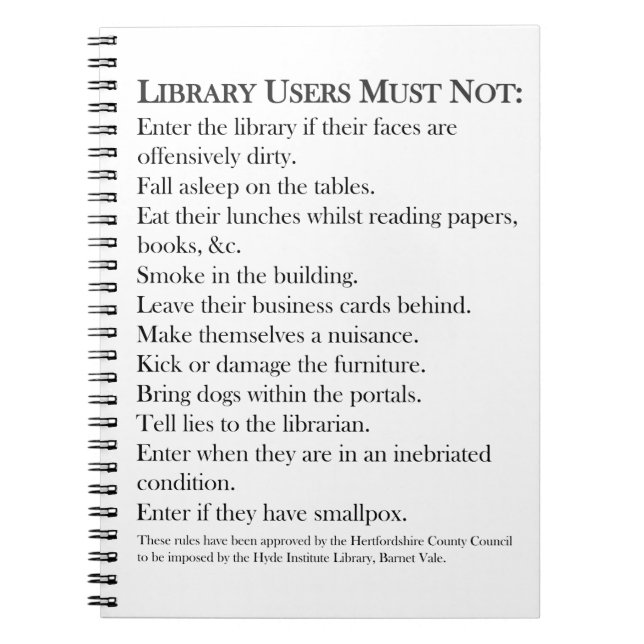 Library Rules Notebook (Front)