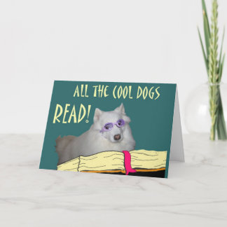 Library - Samoyed - Cool Dogs Read Literacy Card