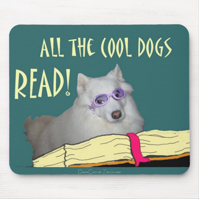 Library - Samoyed - Cool Dogs Read Literacy Mouse Pad (Front)