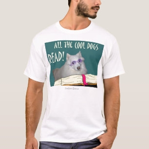 Library - Samoyed - Cool Dogs Read Literacy T-Shirt