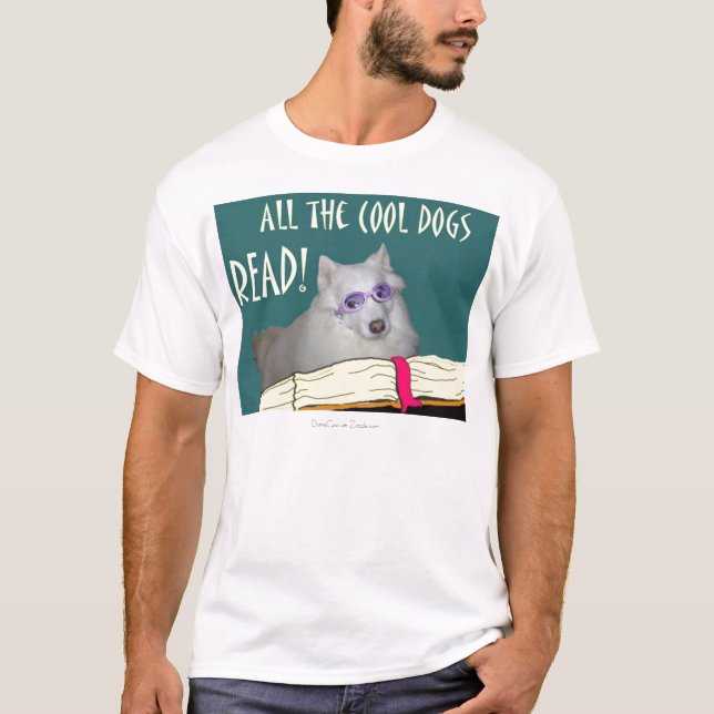 Library - Samoyed - Cool Dogs Read Literacy T-Shirt (Front)