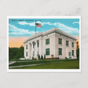 Library, Savannah, GA Vintage Postcard