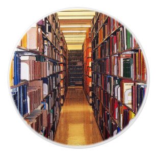 Library Shelves Ceramic Knob