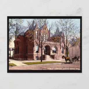 Library, South Bend, Indiana 1915 Vintage Postcard