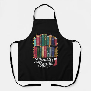 Library Squad Christmas Book Lovers Team Reading  Apron