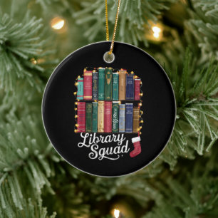 Library Squad Christmas Book Lovers Team Reading  Ceramic Tree Decoration