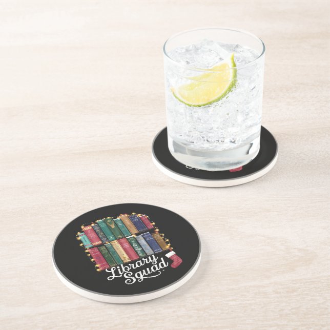 Library Squad Christmas Book Lovers Team Reading  Coaster (Side)