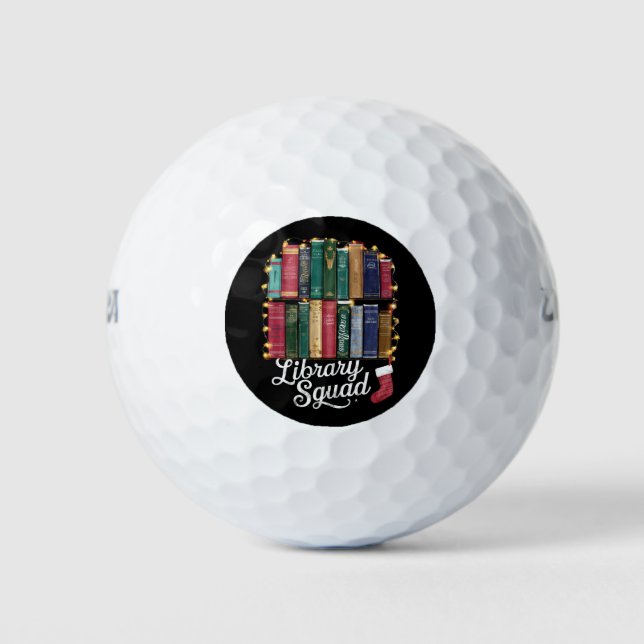 Library Squad Christmas Book Lovers Team Reading  Golf Balls (Front)