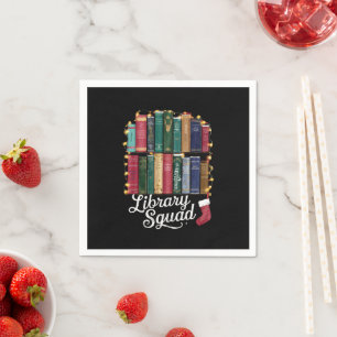 Library Squad Christmas Book Lovers Team Reading  Napkin