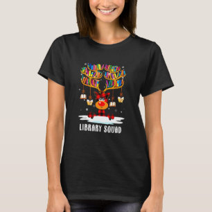 Library Squad Reindeer Christmas Funny Book Lover T-Shirt