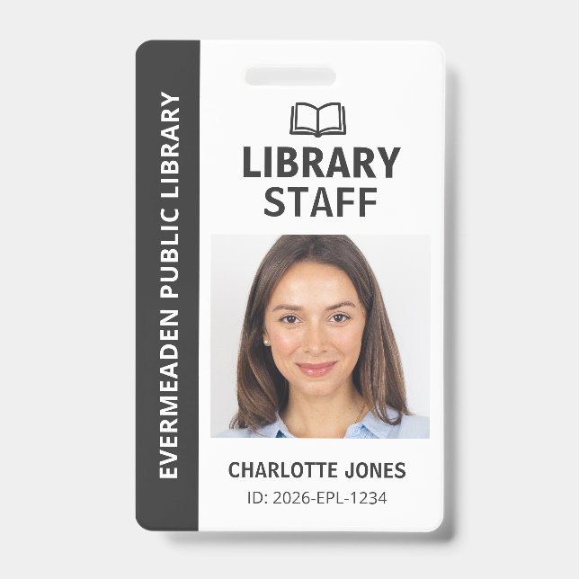Library Staff Identification Photo ID Badge (Front)