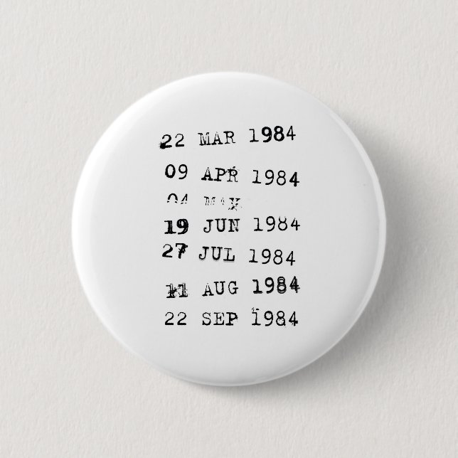 Library Stamps Date Due 1984 6 Cm Round Badge (Front)