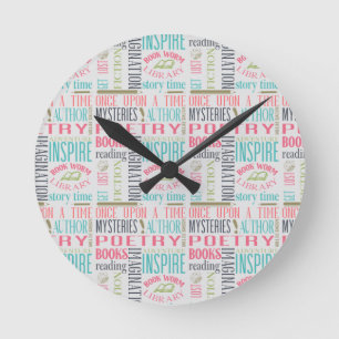 Library Subway Art Round Clock