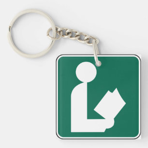 Library Symbol Roadside Sign Key Ring