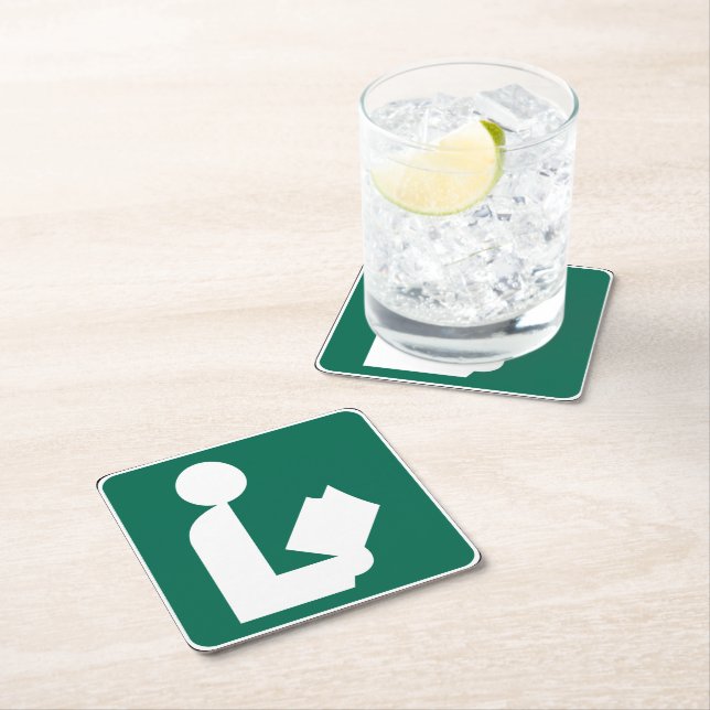 Library Symbol Roadside Sign Square Paper Coaster (Insitu)