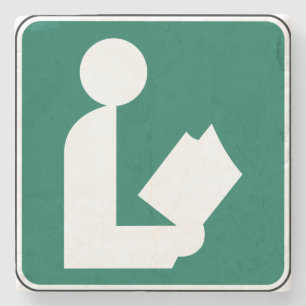 Library Symbol Roadside Sign Stone Coaster