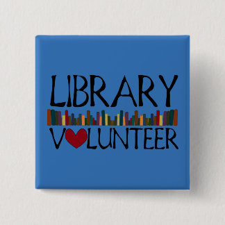 Library Volunteer Books - Change Colour 15 Cm Square Badge